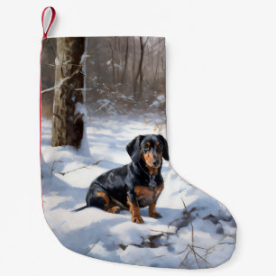 Meia De Natal Pequena Dachshund Deixe Nevar Natal