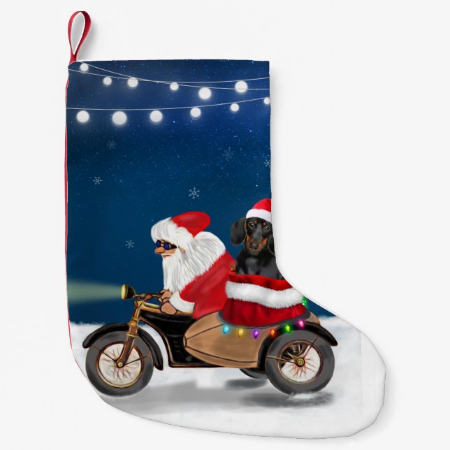 Meia De Natal Pequena Dachshund Dog Natal Papai Noel (Frente)