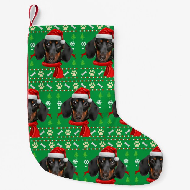 Meia De Natal Pequena Dachshund Dog Ugly Christmas (Frente)