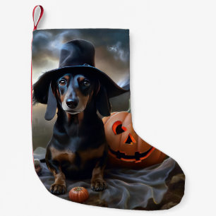 Meia De Natal Pequena Dachshund Halloween Assustador