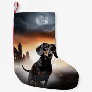 Meia De Natal Pequena Dachshund Halloween Assustador