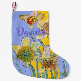 Meia De Natal Pequena Daffodil Watercolor Flowers Nome Floral Stocks