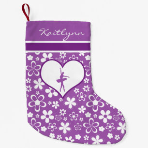 Meia De Natal Pequena Dançarino de balé roxo personalizado do teste