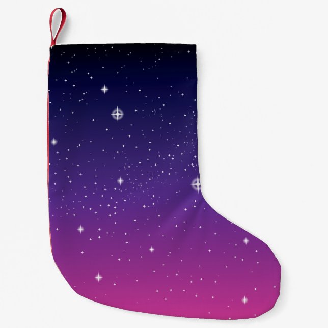 Meia De Natal Pequena Dark Purple Starry Night Sky (Frente)