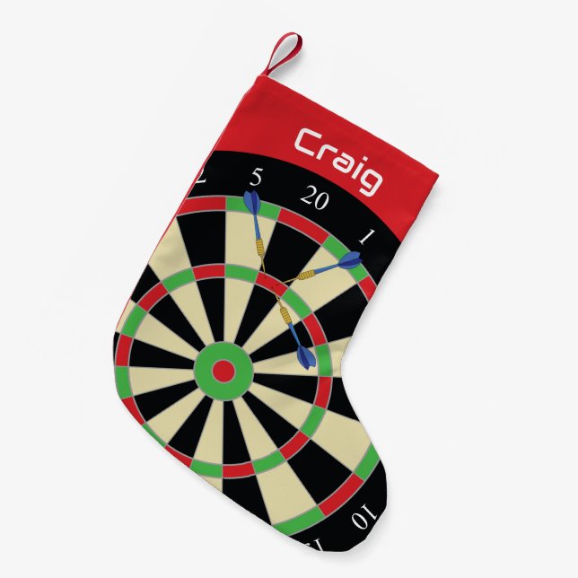 Meia De Natal Pequena Darts Player Treble Top 180 Dartboard Personalised (Frente (Pendurada))