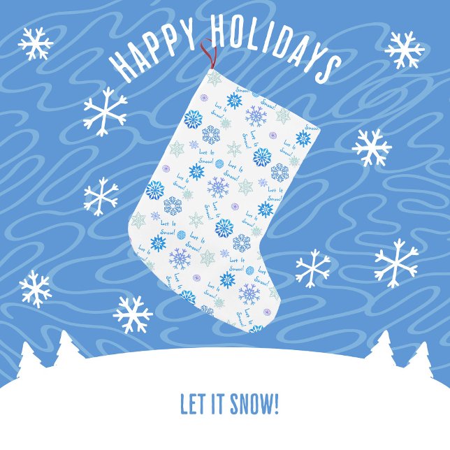 Meia De Natal Pequena Deixar que Neve Azul - Cor - De- Fundo (Criador carregado)