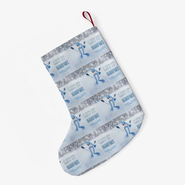 Meia De Natal Pequena Deixe nevar (Verso (Pendurada))