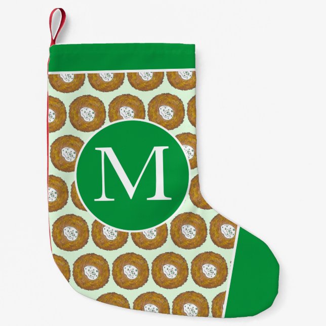 Meia De Natal Pequena Delicioso Trava Batata Pancakes Hanukkah Cuisine (Frente)