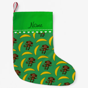 Meia De Natal Pequena Denominação personalizada bananas de macaco verd