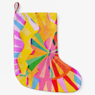 Meia De Natal Pequena Desenho abstrato criativo, fundo colorido.