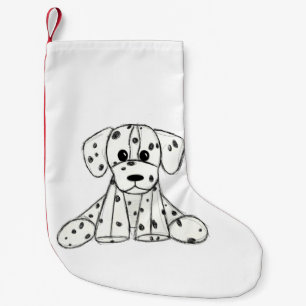 Meia De Natal Pequena Desenho simples de um cão dalmata de pelúcia em pr