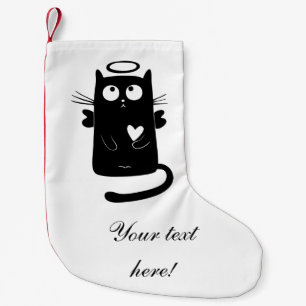 Meia De Natal Pequena Desenhos animados angélicos do gato preto