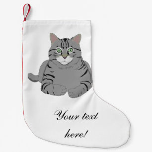Meia De Natal Pequena Desenhos animados cinzentos do gato