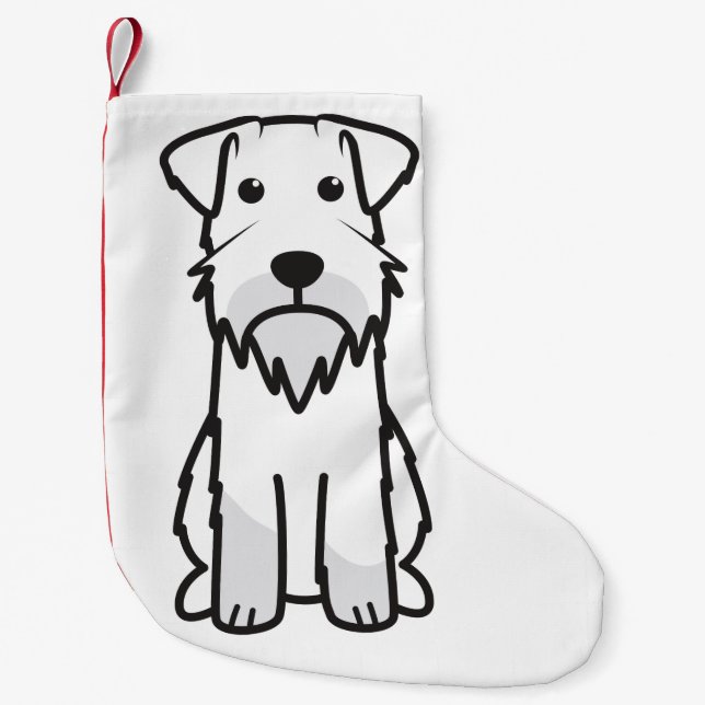 Meia De Natal Pequena Desenhos animados do cão do Schnauzer diminuto (Frente)