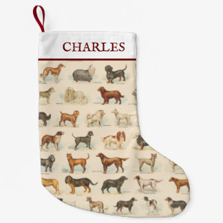 Meia De Natal Pequena Desenhos de Criação de Cachorros de Vintage Person