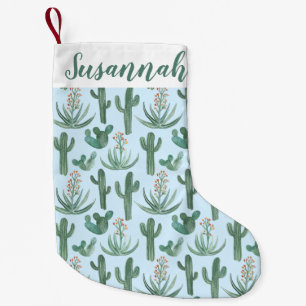 Meia De Natal Pequena Desert Saguaro Cactus Succulents Padrão PERSONALIZ