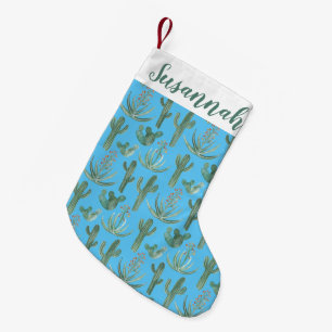 Meia De Natal Pequena Desert Saguaro Cactus Succulents Padrão PERSONALIZ