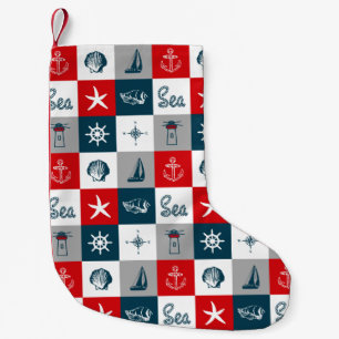 Meia De Natal Pequena Design com tema náutico