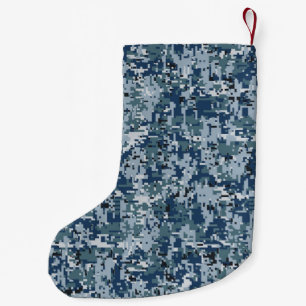 Meia De Natal Pequena Design da camuflagem de Digitas dos azuis marinhos