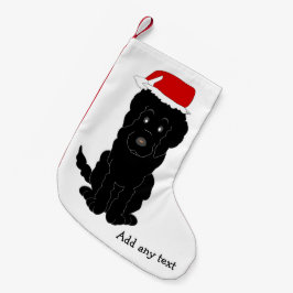 Meia De Natal Pequena Design de Cachorro de Goldendoododle Negro