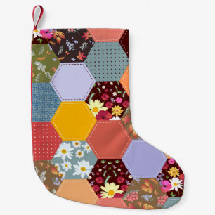 Meia De Natal Pequena Design de Coloração das Flores de Hexágono Colorid