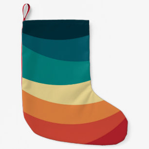 Meia De Natal Pequena Design de curvas coloridas de estilo retrógrado