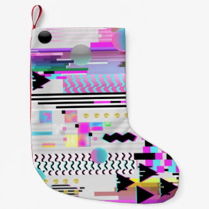 Meia De Natal Pequena Design de falha de padrão perfeito. Cyberpunk Digi