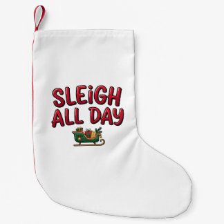Meia De Natal Pequena Design de Natal Sleigh All Day
