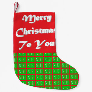 Meia De Natal Pequena Design de Natal verde com texto grande