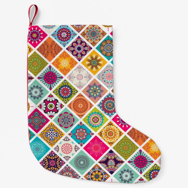 MEIA DE NATAL PEQUENA DESIGN MANDALA (Frente)