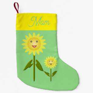 Meia De Natal Pequena Dia de as mães Girassóis Personalizados Duplo Lado