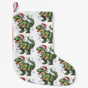 Meia De Natal Pequena Dinossauro de Natal T Rex Luzes Feliz Natal Papai 