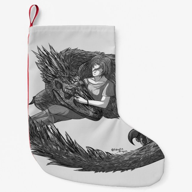 Meia De Natal Pequena Dinossauro Sonolento (Frente)