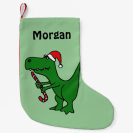 Meia De Natal Pequena Dinossauro T-Rex engraçado em Santa Hat