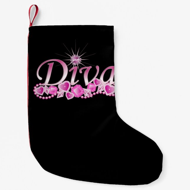 Meia De Natal Pequena Diva Bling (Frente)