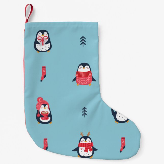 Meia De Natal Pequena Diversão De Pinguins: Símios Sem Olhos. (Frente)