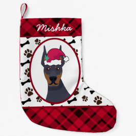 Meia De Natal Pequena Doberman Pinscher Dog Christmas, Custom Dog Name