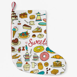 Meia De Natal Pequena Doces de rosca coloridos: design de sobremesa