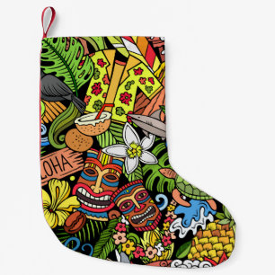 Meia De Natal Pequena Dodles havaianos: desenho animado colorido e perfe