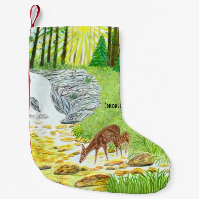 Meia De Natal Pequena Doe e Fawn (Frente)