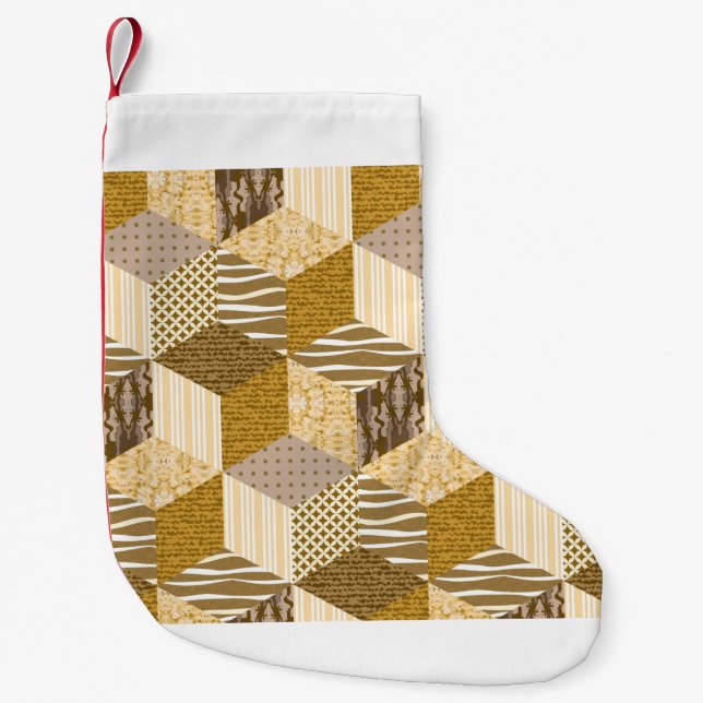 Meia De Natal Pequena Dourado padrão de patch sem descontinuidades. ilus (Frente)