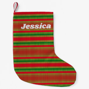 Meia De Natal Pequena Dourados Verdes Personalizados