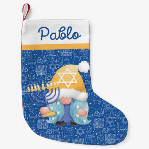 Meia De Natal Pequena Dreidel Candles Chanucah Blue Judiasm Star