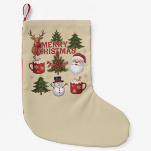 Meia De Natal Pequena É a Temporada Árvore de Natal Santa Latte Natal