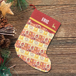 Meia De Natal Pequena Electrician Occupation | Faux Red Glitter