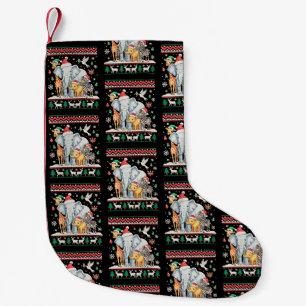 Meia De Natal Pequena Elefante Girafa Zebra Selva Zoológico Natal Feio