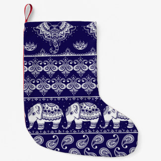 Meia De Natal Pequena Elefante, paisley: padrão de colheita tribal.