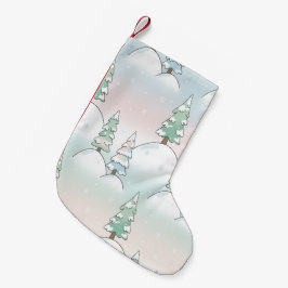 Meia De Natal Pequena Elegância da Floresta Congelada Desenhos de Árvore