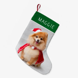 Meia De Natal Pequena Elegant Green Pet Dog Photo Custom Name