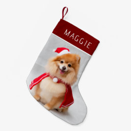 Meia De Natal Pequena Elegant Red Pet Dog Photo Custom Name